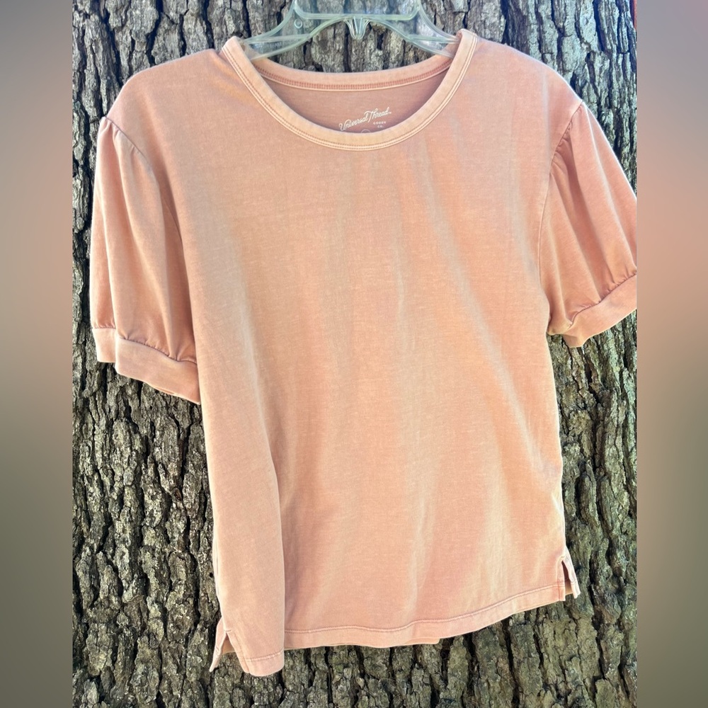 Light Peach Orange Short Sleeve Puff Sleeve Cotton Tee Universal Thread Women XS